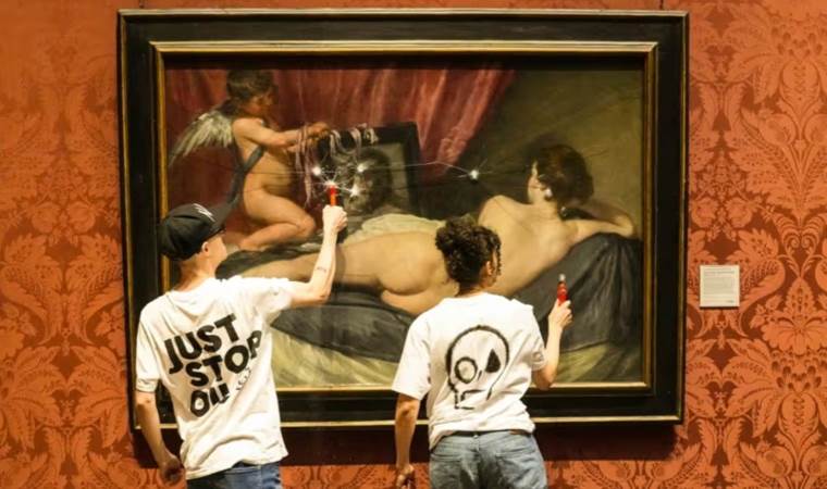 Just Stop Oil protesters smash glass on painting at National Gallery