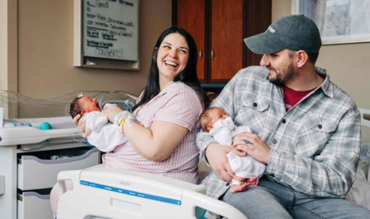 Woman with double uterus gives birth to rare twin girls