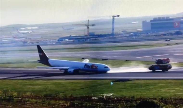FedEx cargo plane nose-lands at Istanbul Airport