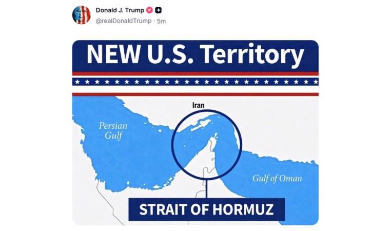Trump shares image depicting Strait of Hormuz as Trump shares image depicting Strait of Hormuz as